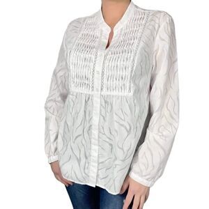 Emma James tucks lace trim long sleeve Shirt